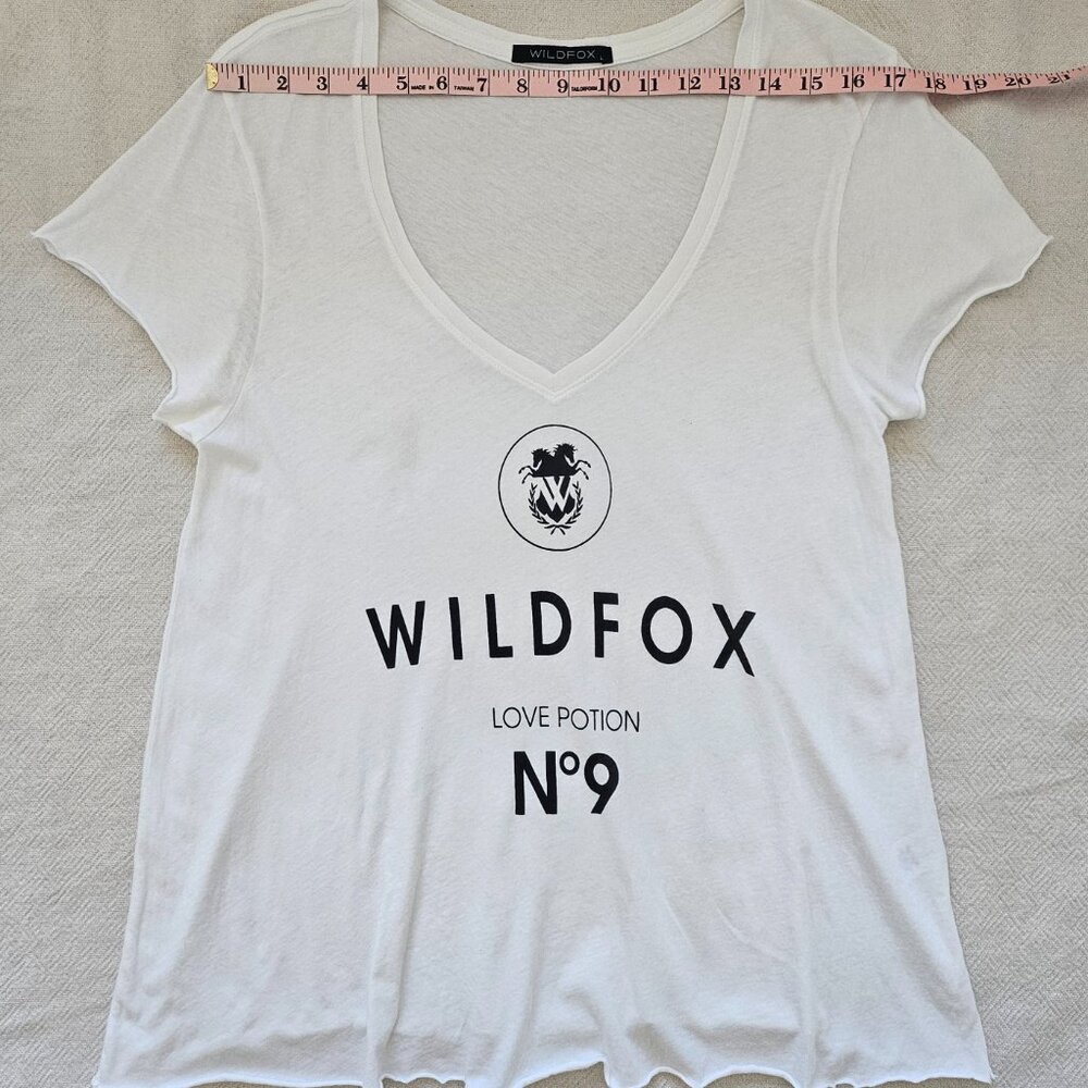 Wildfox Love Potion N°9 Graphic Deep V-Neck Tee - White - Size L - Picture 7 of 9